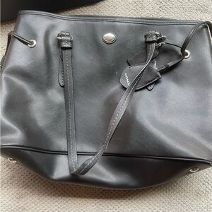 Coach Black Duffel Bag with Polished Leather Finish